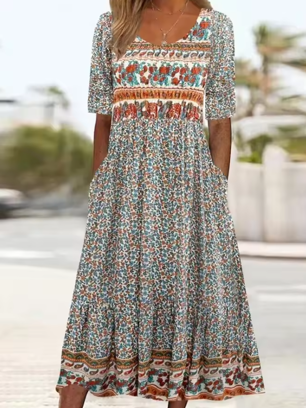 Ezra | Boho Floral Midi Dress