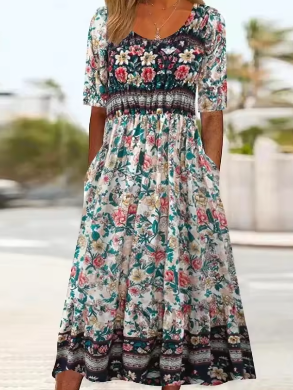Ezra | Boho Floral Midi Dress