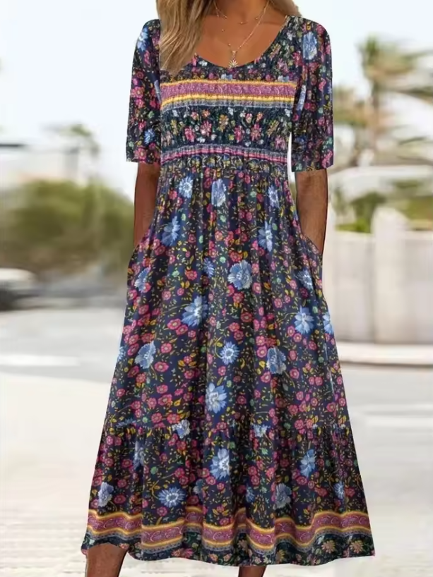 Ezra | Boho Floral Midi Dress