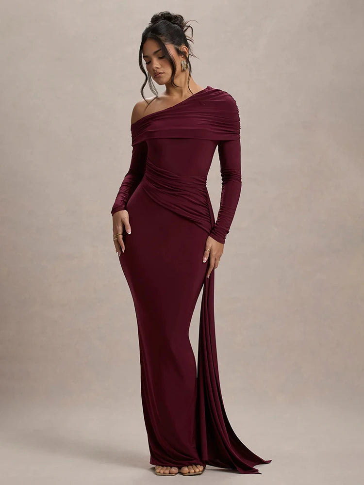 Alessia - Draped Shoulder Gown