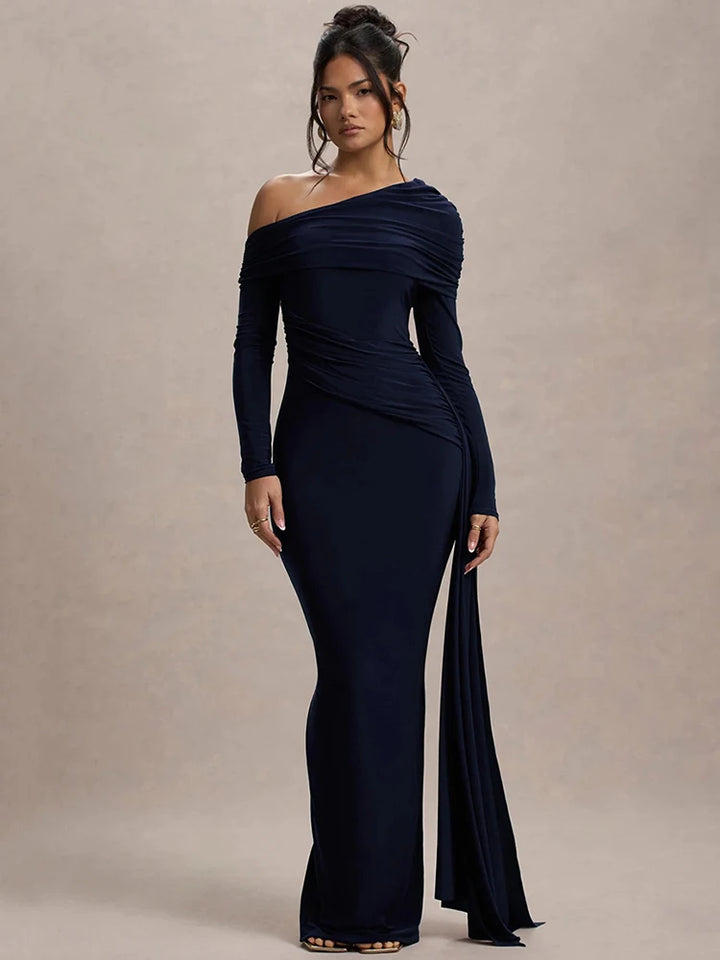 Alessia - Draped Shoulder Gown
