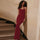 Zareya | Plunge Halter Maxi Dress - Wine Red