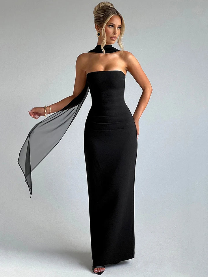 Celestine - Scarf-Neck Maxi Dress