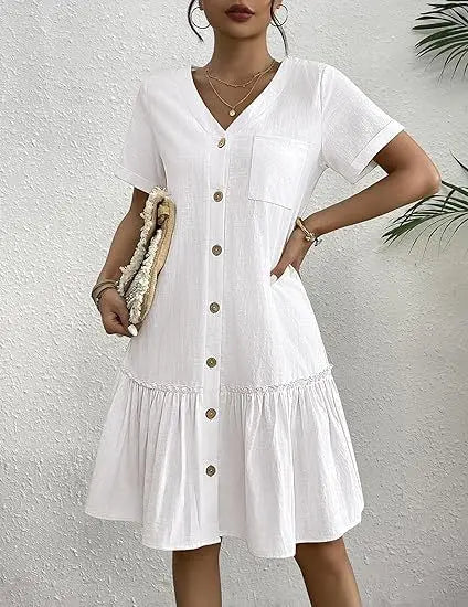 Keilah | Breezy Button Mini Dress