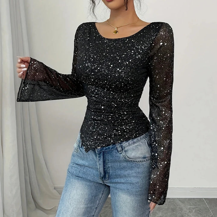 Midnight Sparkle Mesh Top
