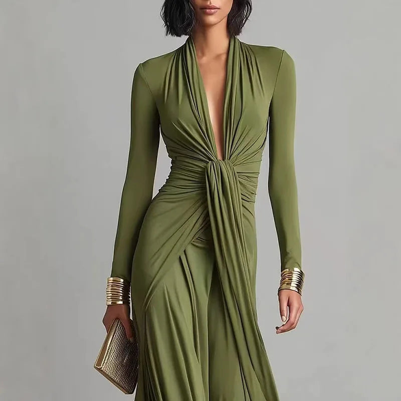 Leonora · Maxi dress with draped neckline
