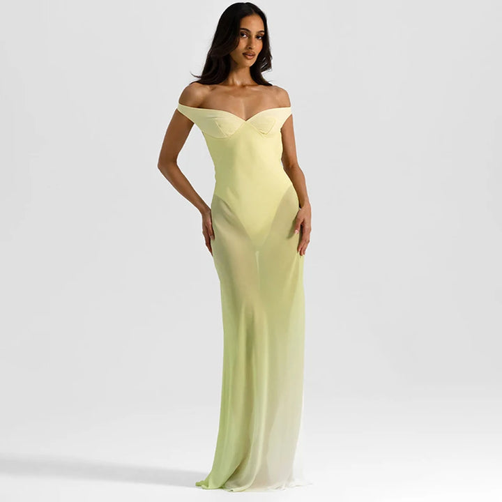 Zivra | See Through Maxi Dress - Yellow