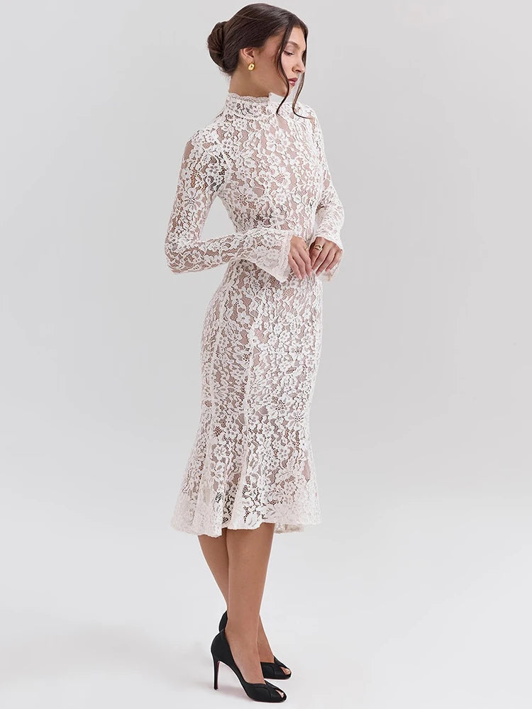 Elira - Lace Contour Midi Dress