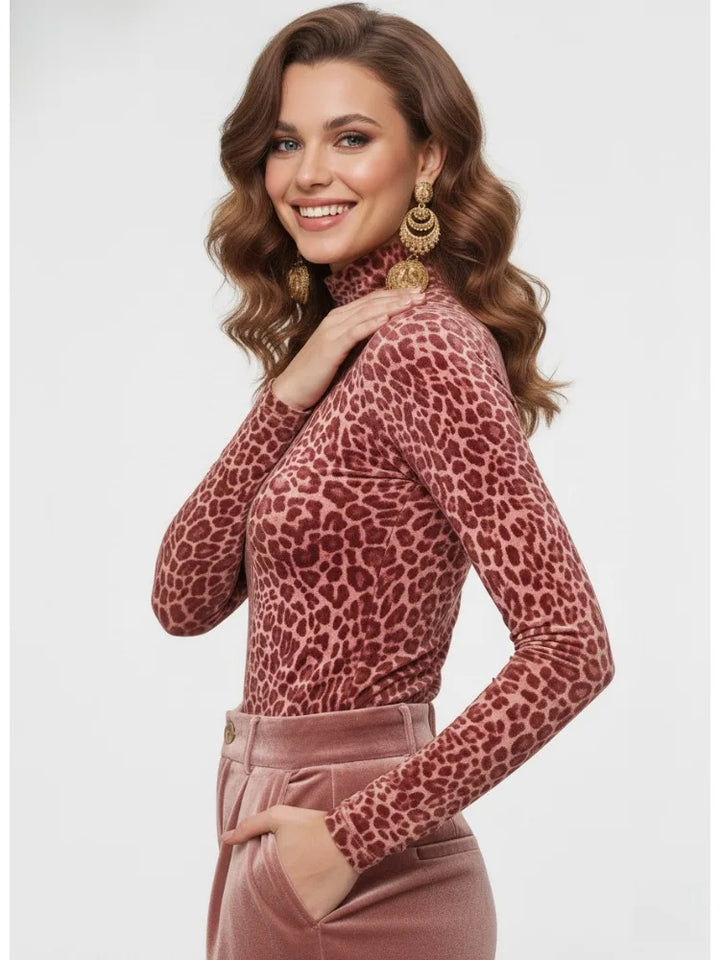 Isabella - Leopard High-Neck Top