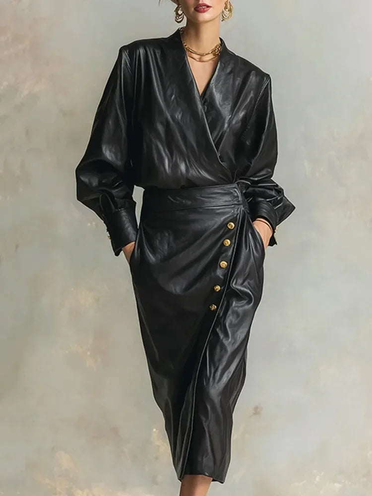 Charlotte - Luxe Wrap Leather Dress