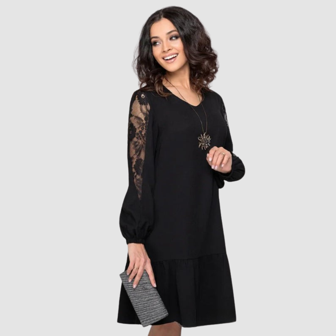Velina | Lace Sleeve Midi Dress