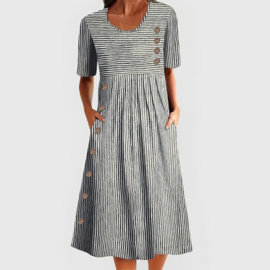 Elowra | Striped Comfort Midi Dress