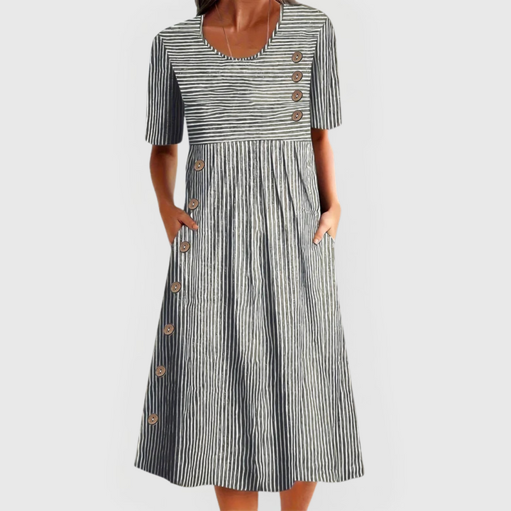 Elowra | Striped Comfort Midi Dress
