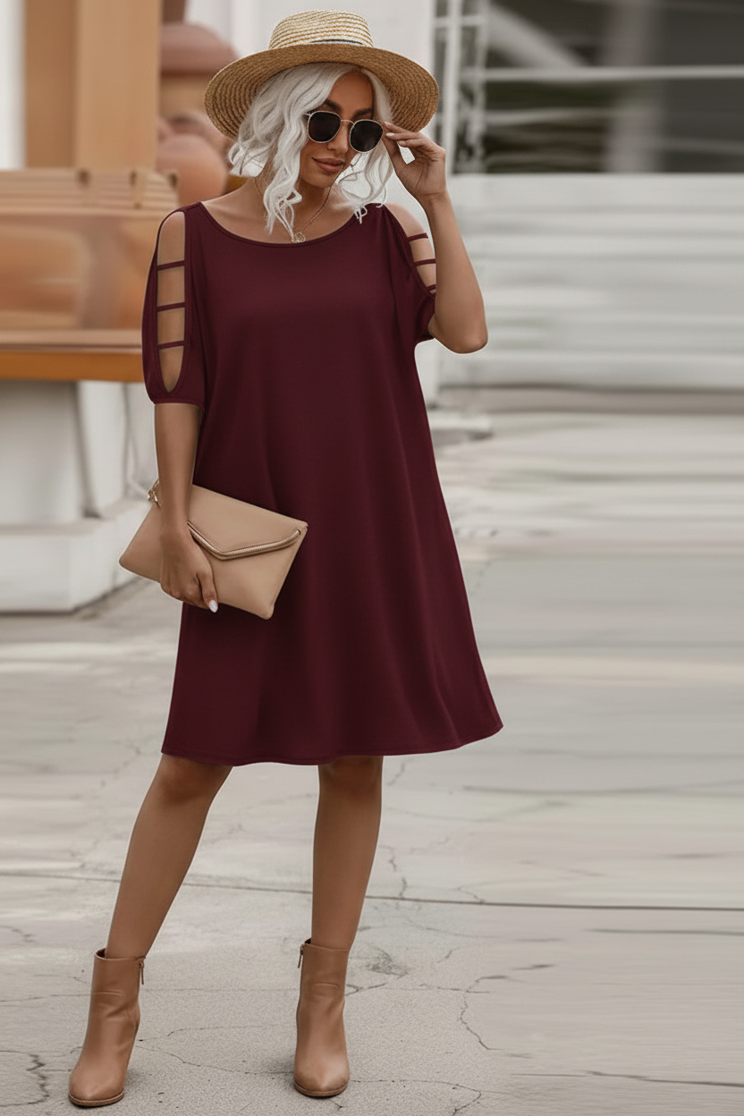 Matilde | Elegant Sheer Sleeve Midi Dress
