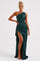 Zarina | Asymmetric Evening Maxi Dress - Dark Teal Green