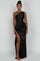 Zarina | Asymmetric Evening Maxi Dress - Black
