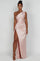 Zarina | Asymmetric Evening Maxi Dress - Pink