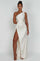 Zarina | Asymmetric Evening Maxi Dress - White
