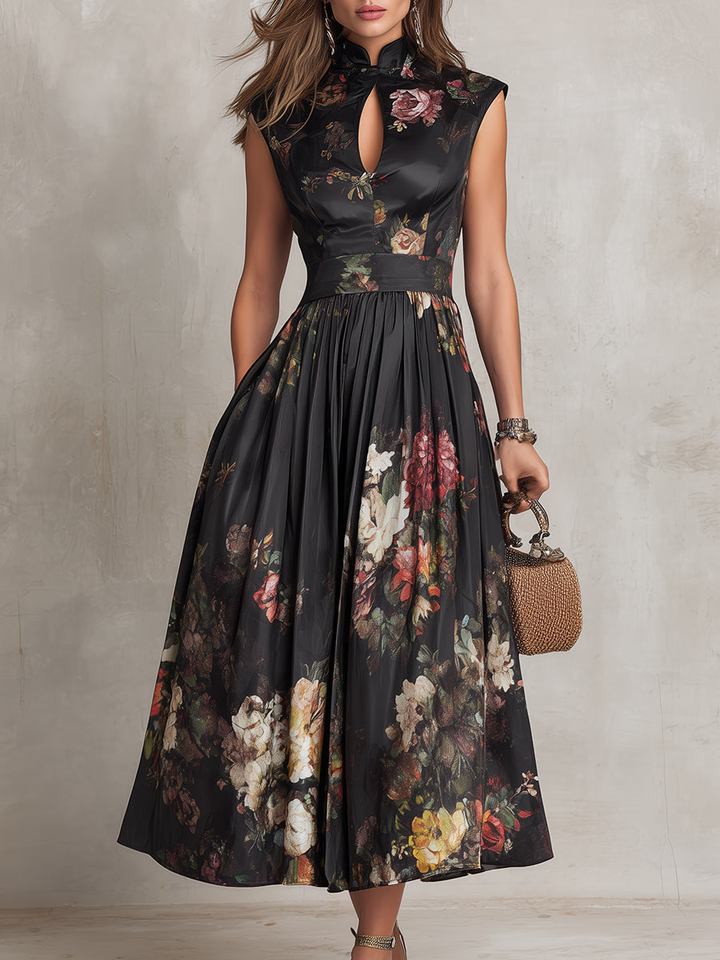 Elira | Satin Pleated Midi Dress