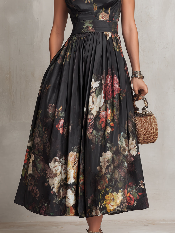 Elira | Satin Pleated Midi Dress
