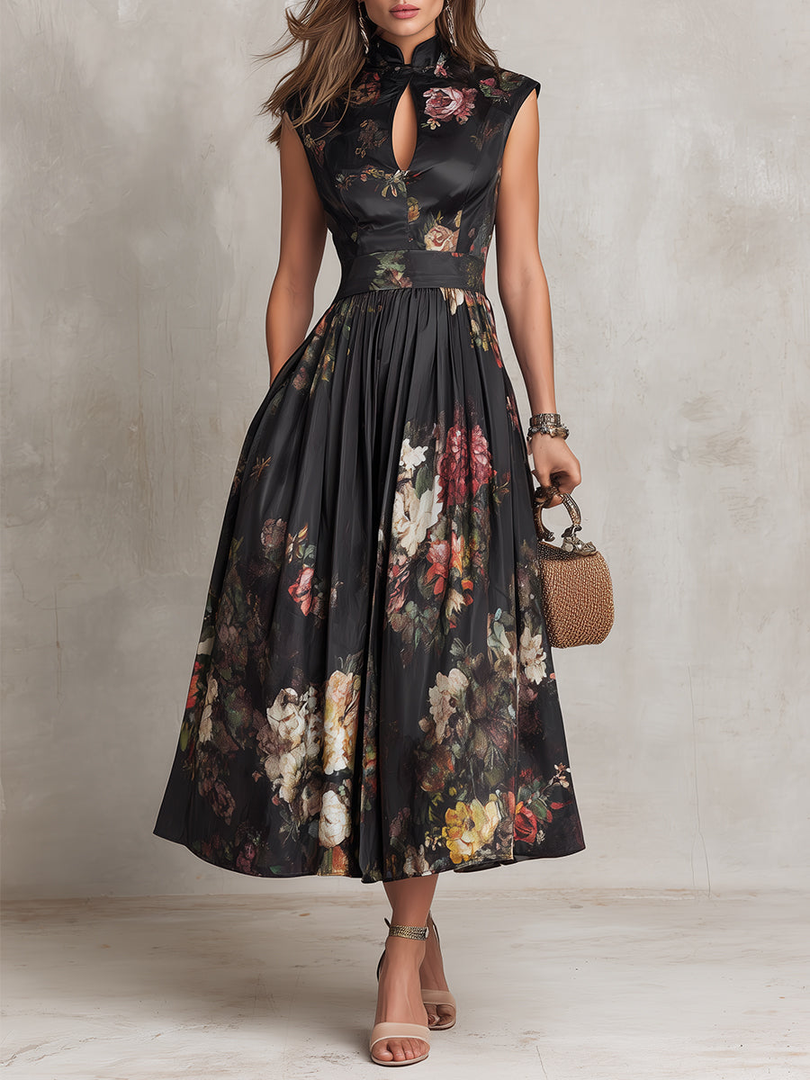 Elira | Satin Pleated Midi Dress