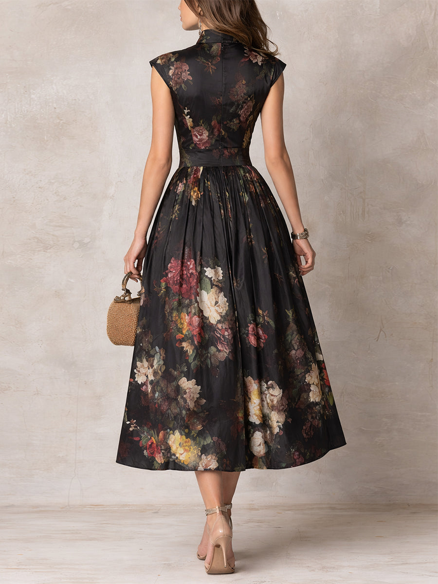 Elira | Satin Pleated Midi Dress