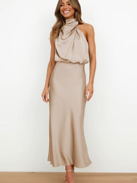 Pili - Satin High-Neck Cocktail Dress