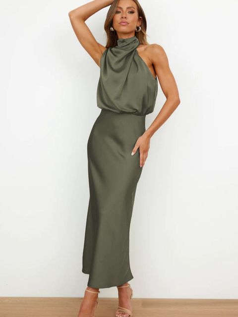 Pili - Satin High-Neck Cocktail Dress