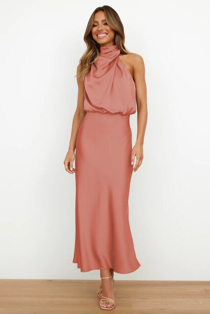 Pili - Satin High-Neck Cocktail Dress