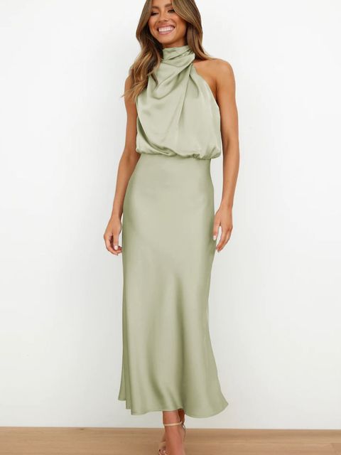 Pili - Satin High-Neck Cocktail Dress
