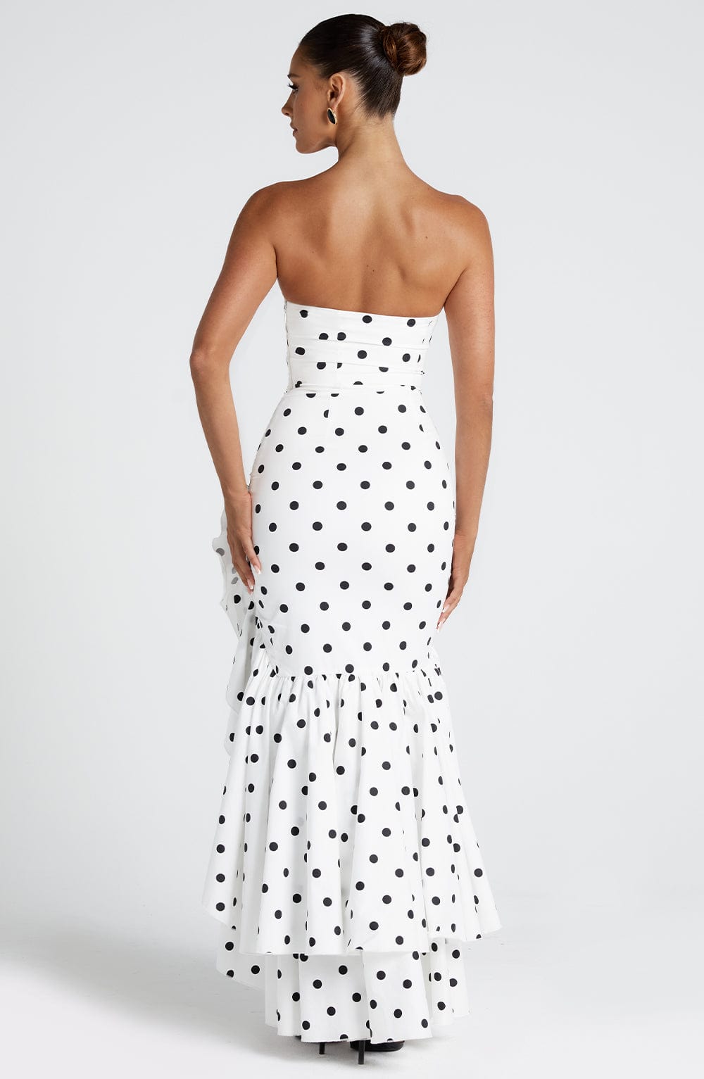 Angelina | strapless maxi dress - black polka dot