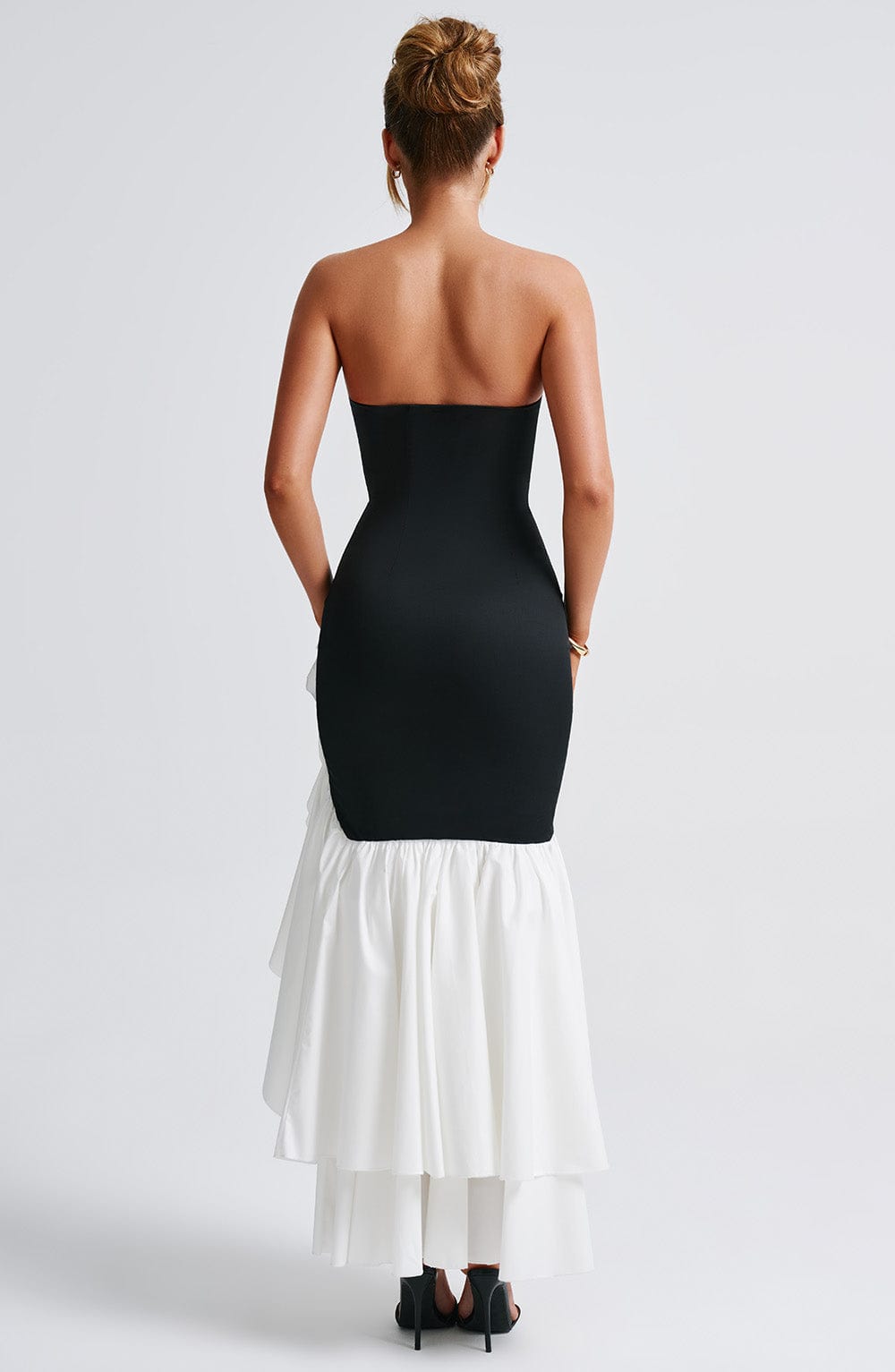 Angelina | Strapless Maxi Dress - Black White