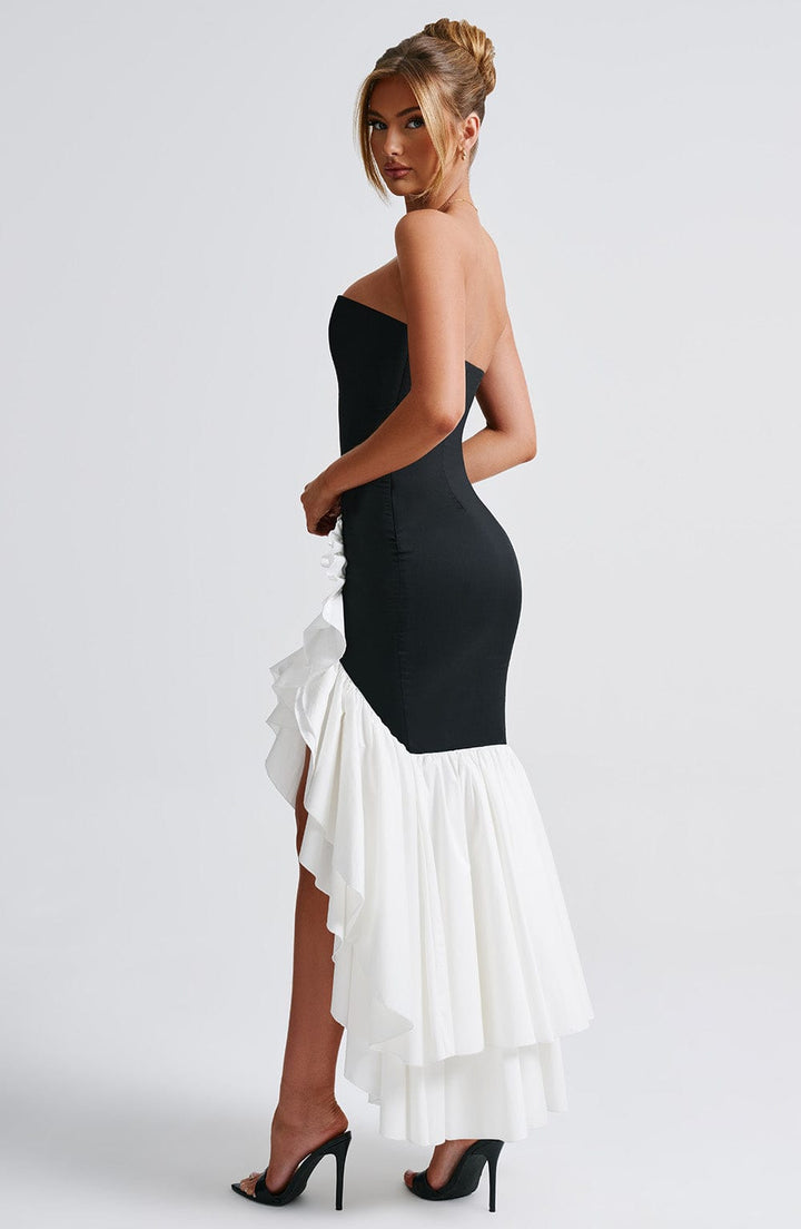 Angelina | Strapless Maxi Dress - Black White
