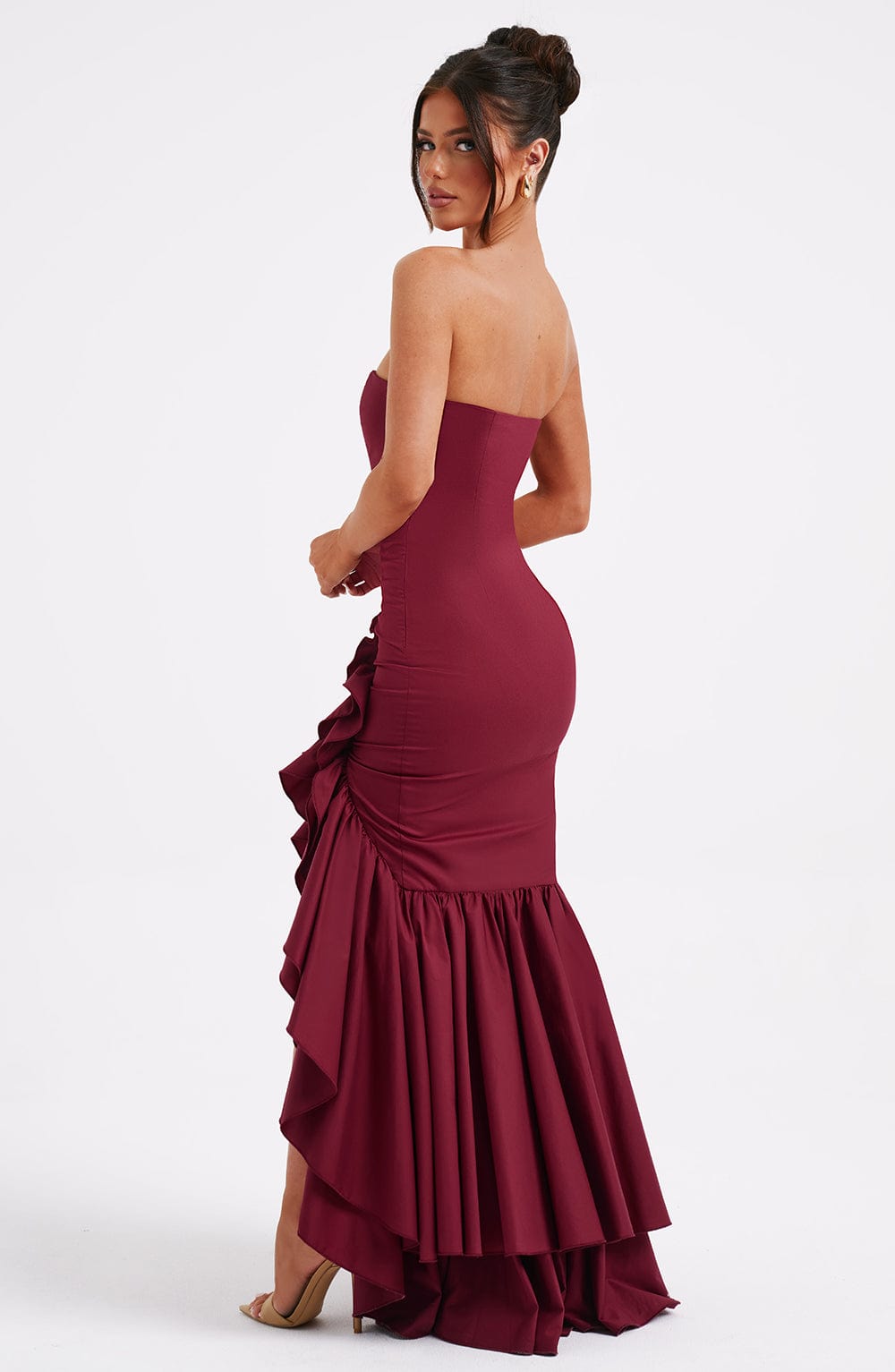 Angelina | Strapless Maxi Dress - Burgundy