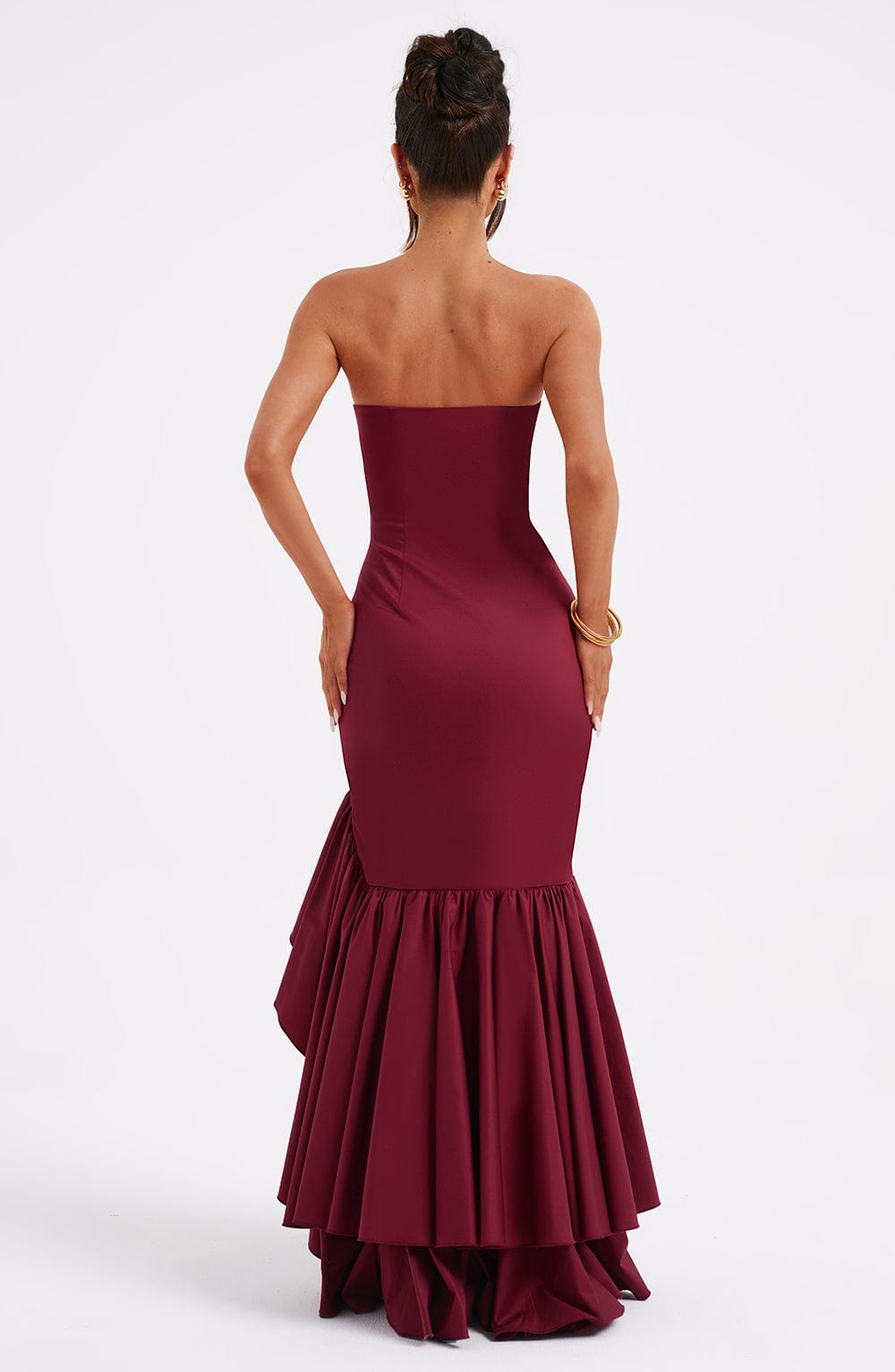Angelina | Strapless Maxi Dress - Burgundy