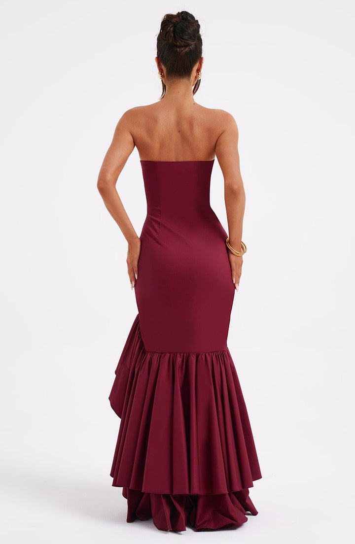 Angelina | Strapless Maxi Dress - Burgundy