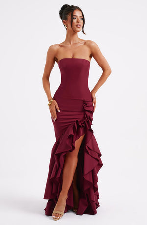 Angelina | Strapless Maxi Dress - Burgundy
