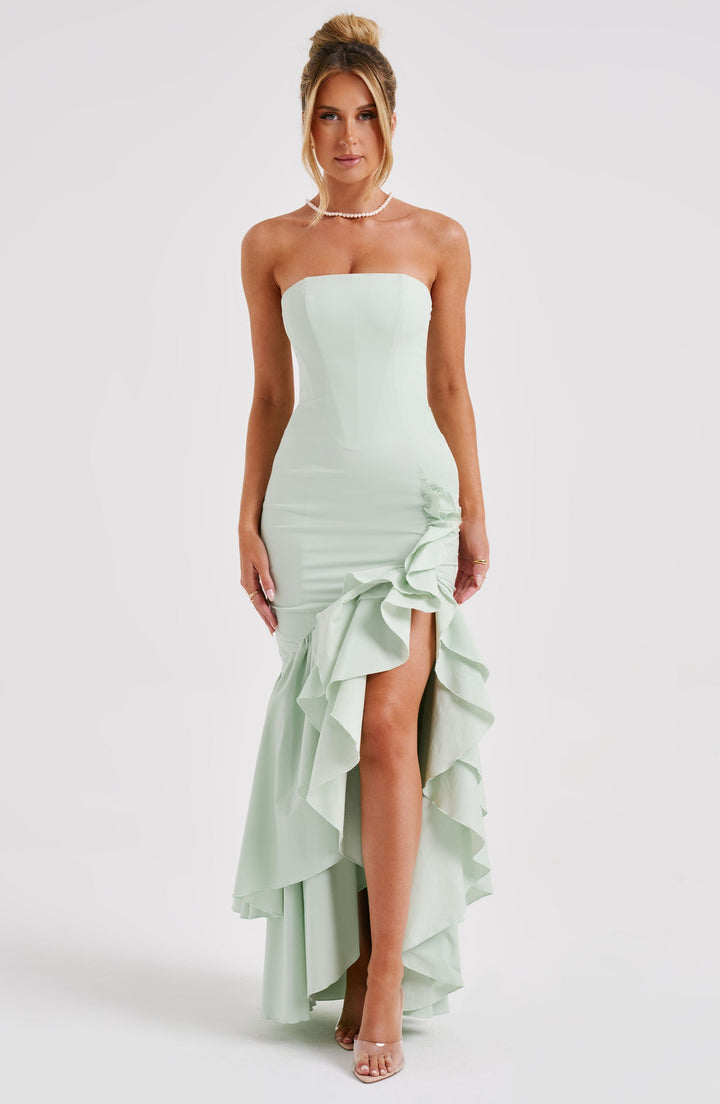 Angelina | Strapless Maxi Dress - Sage