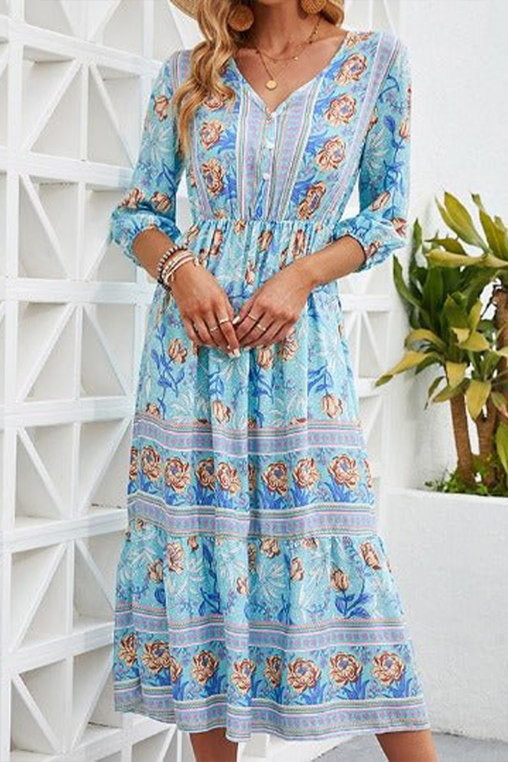 Almira | Seaside Boho Midi Dress