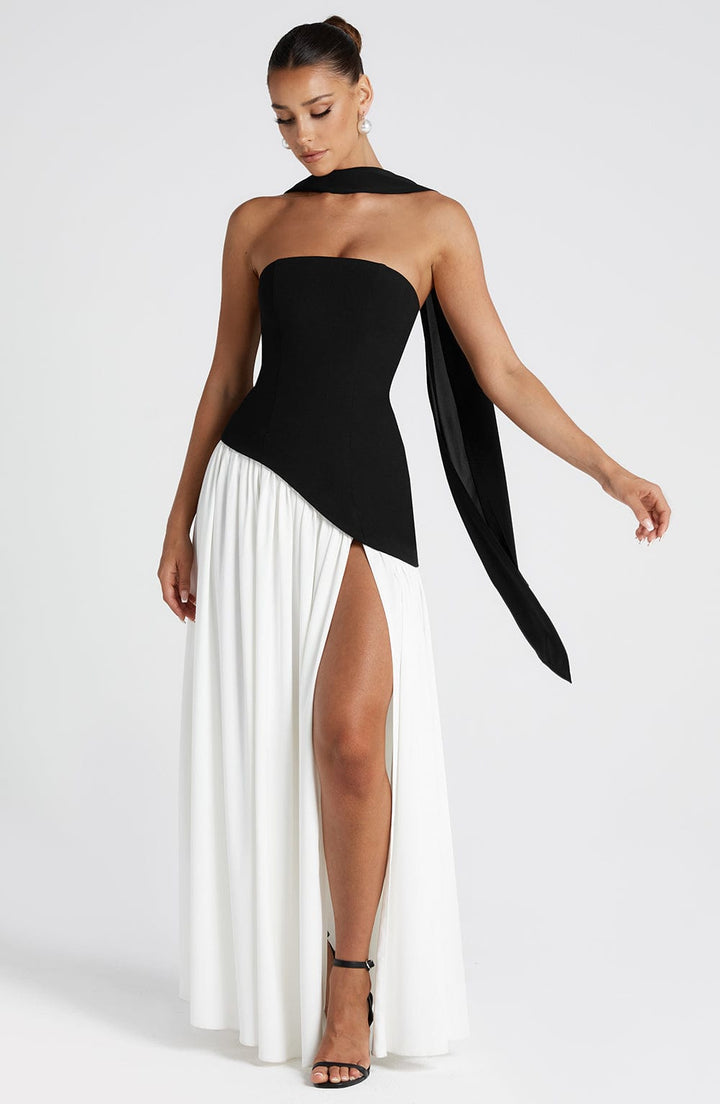 Elara | Sculpted Halter Maxi Dress