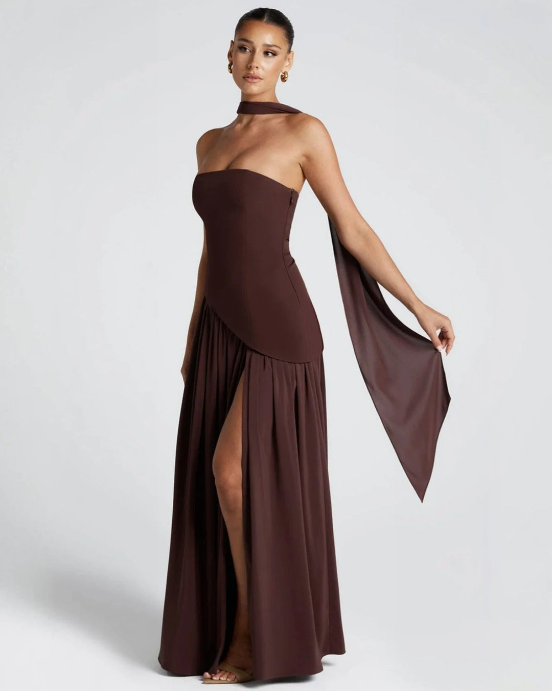 Elara | Sculpted Halter Maxi Dress