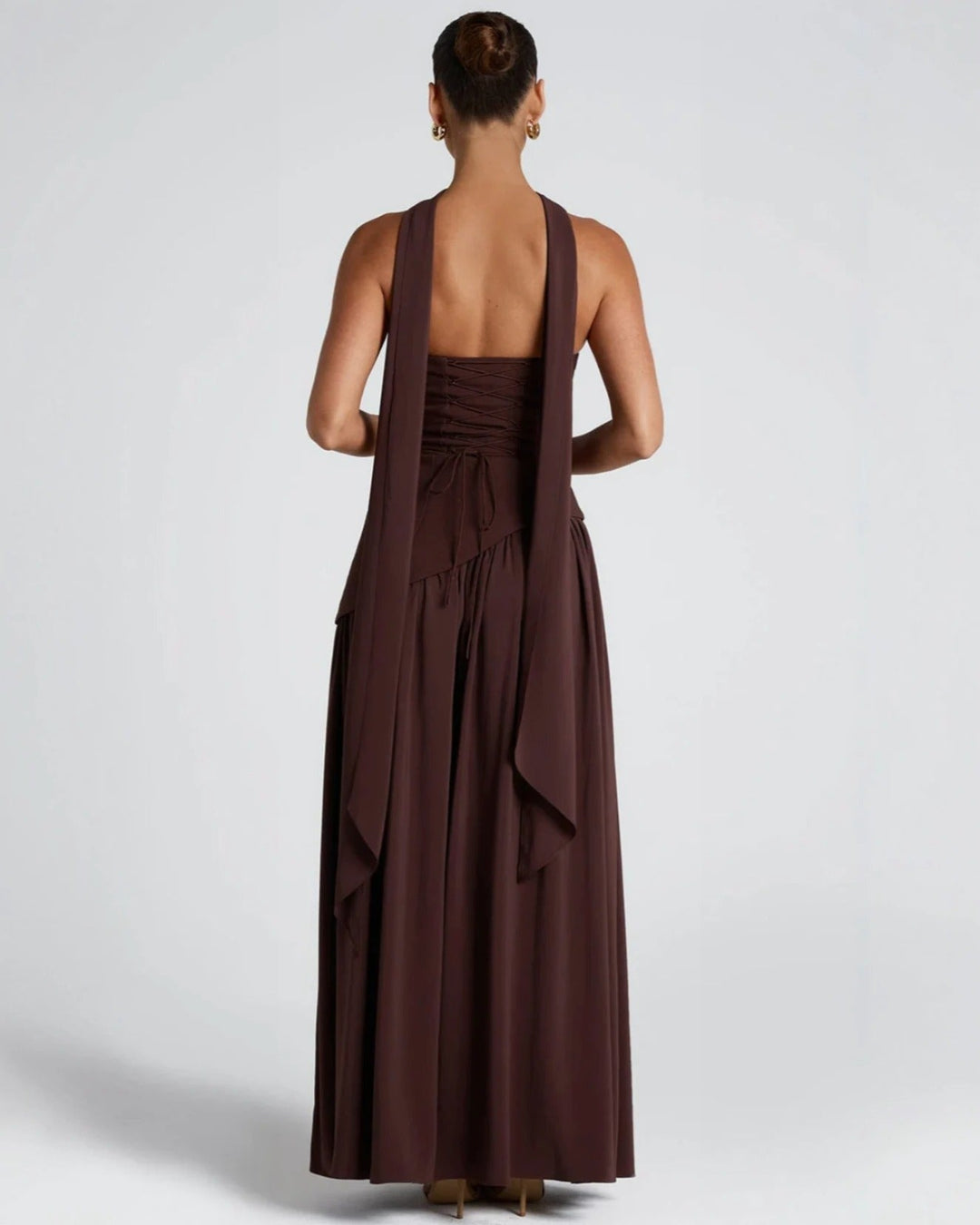 Elara | Sculpted Halter Maxi Dress
