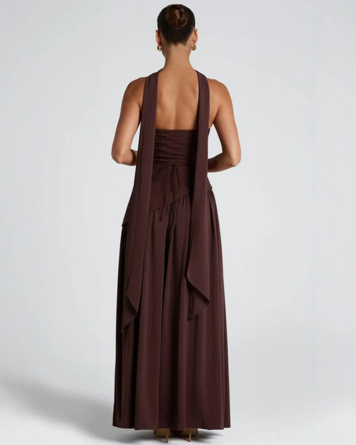 Elara | Sculpted Halter Maxi Dress