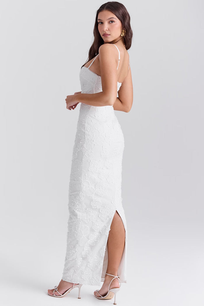 Liana | Elegant Floral Lace Dress - White