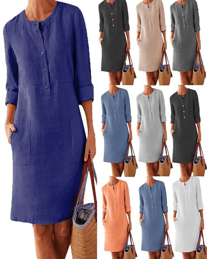 Matilda | Linen Blend Buttoned Dress