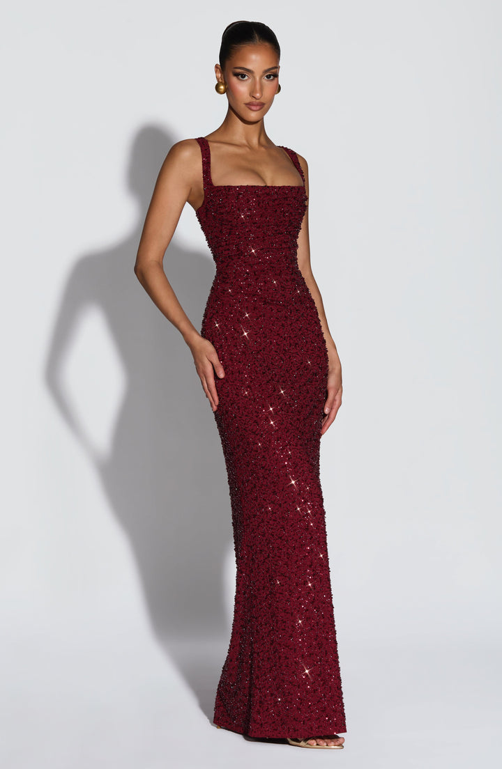Sequin | Maxi Dress - Burgundy Sparkle