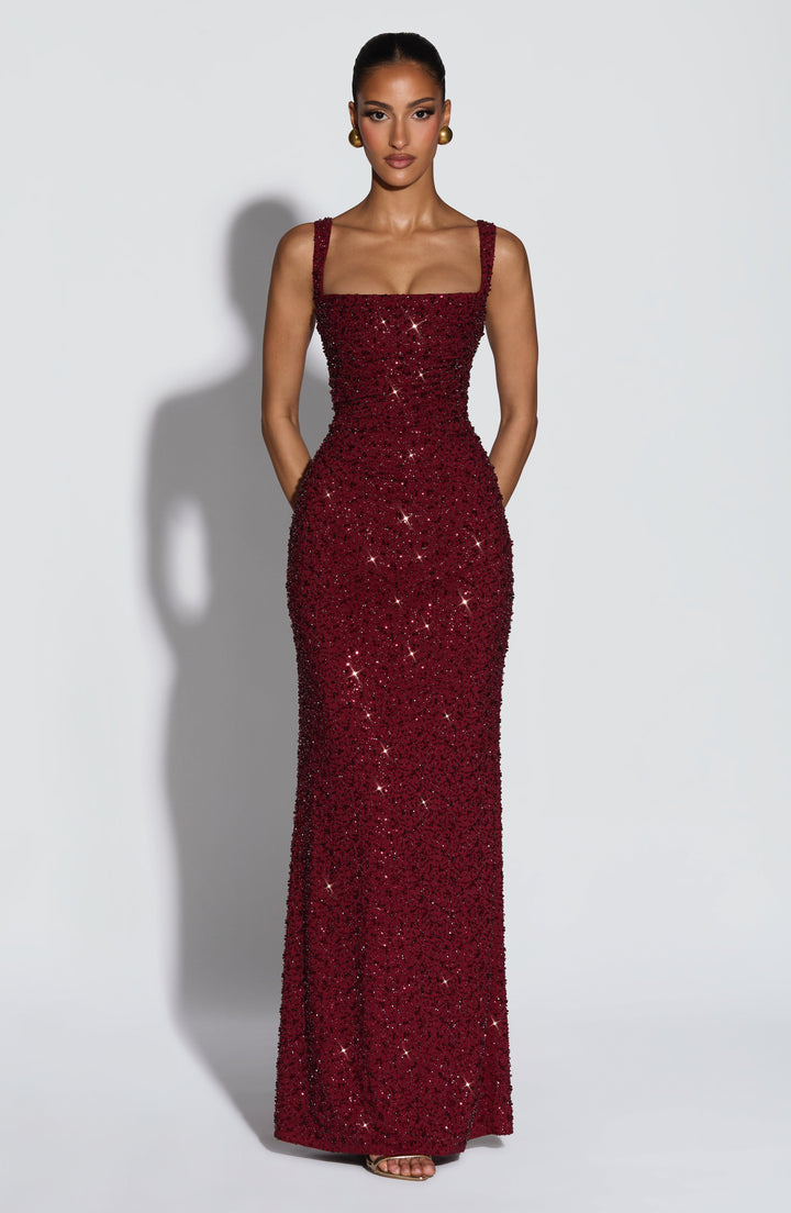 Sequin | Maxi Dress - Burgundy Sparkle