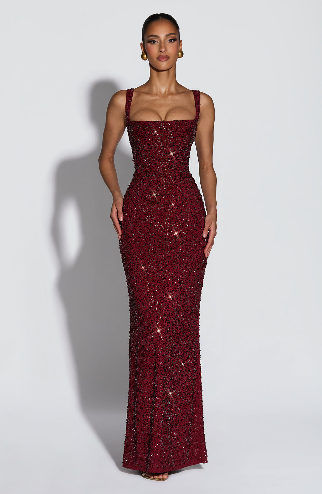 Sequin | Maxi Dress - Burgundy Sparkle