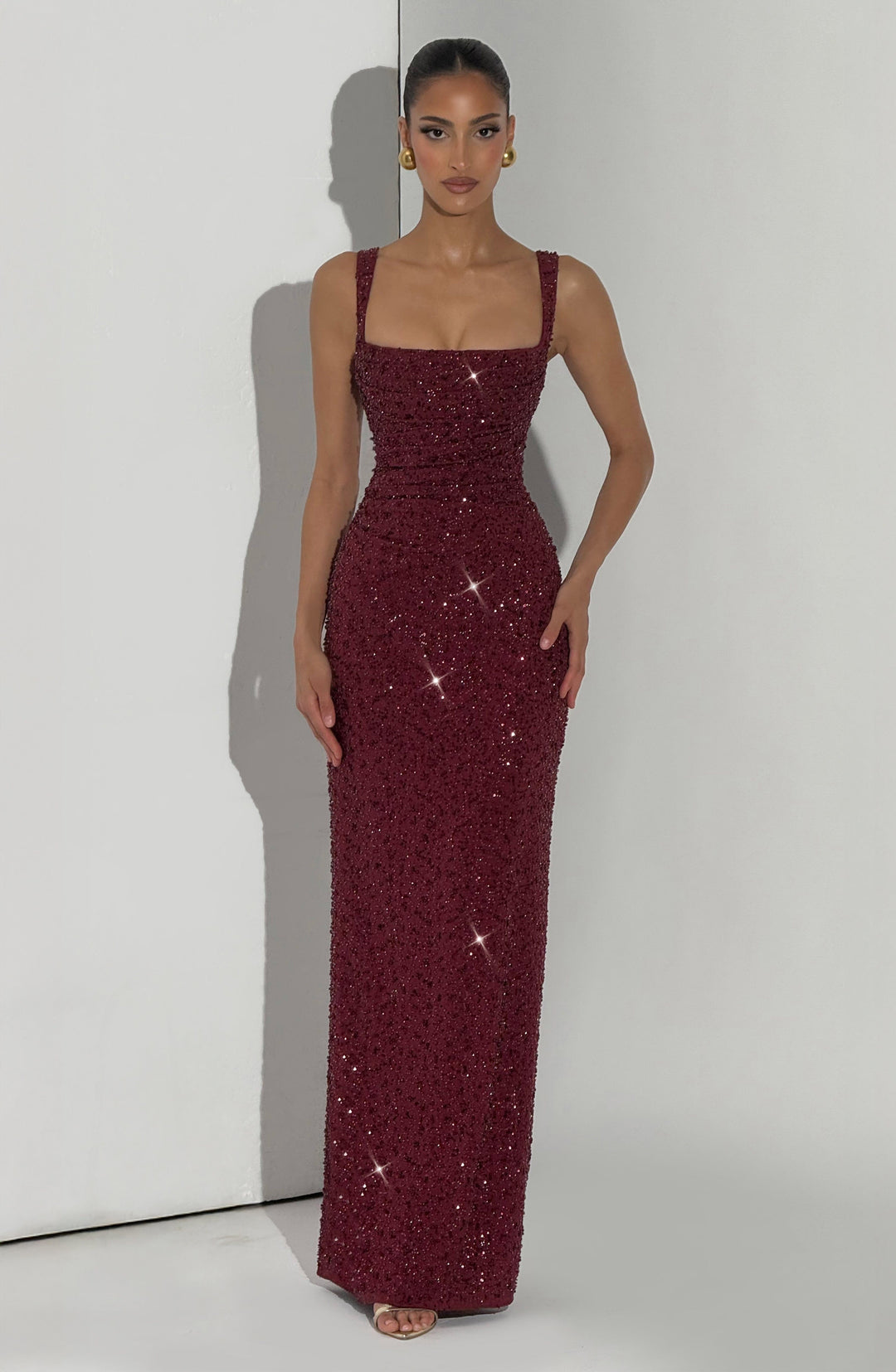 Sequin | Maxi Dress - Burgundy Sparkle