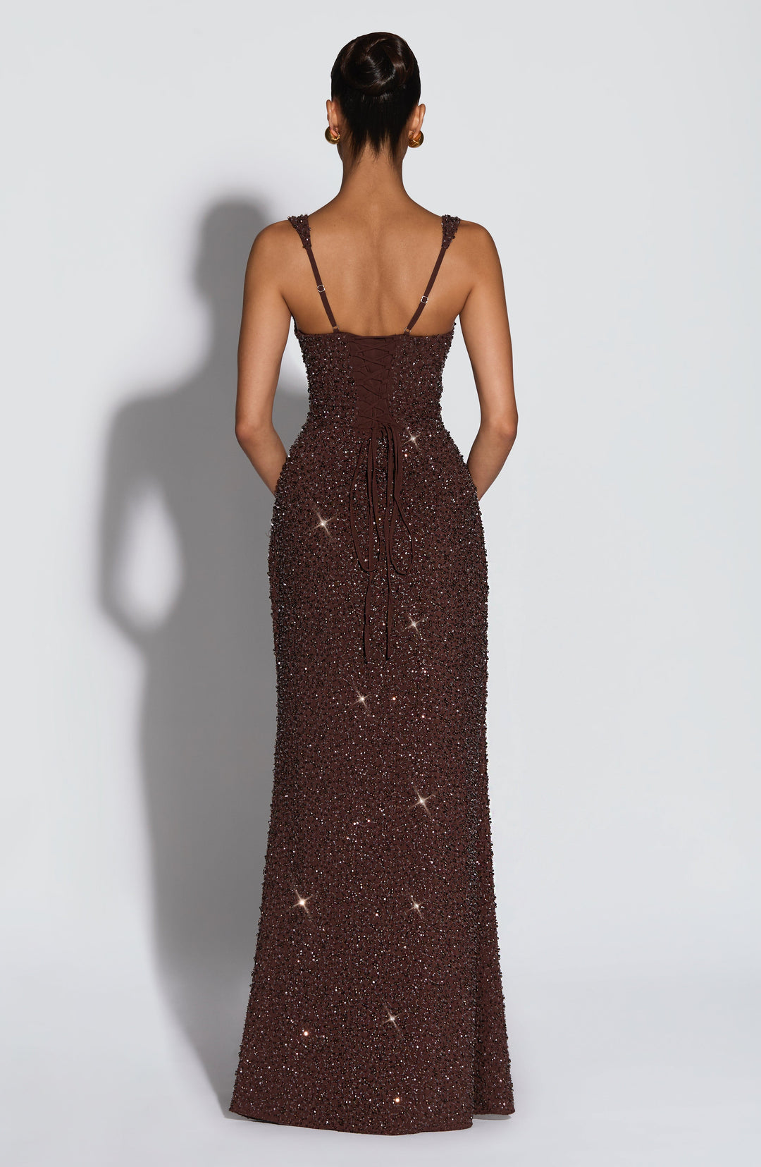 Sequin | Maxi Dress - Plum Brown Sparkle